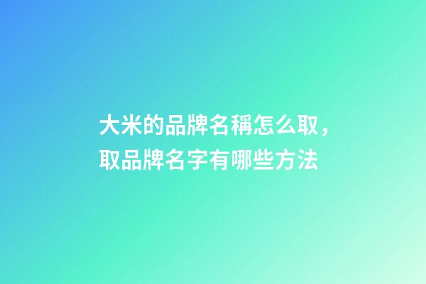 大米的品牌名稱怎么取，取品牌名字有哪些方法-第1張-商標起名-玄機派