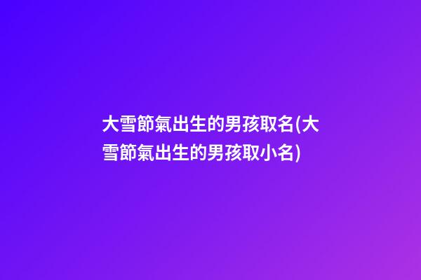 大雪節氣出生的男孩取名(大雪節氣出生的男孩取小名)