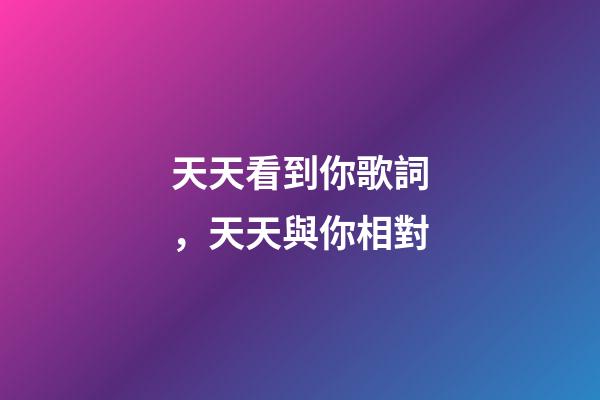 天天看到你歌詞，天天與你相對-第1張-觀點-玄機派