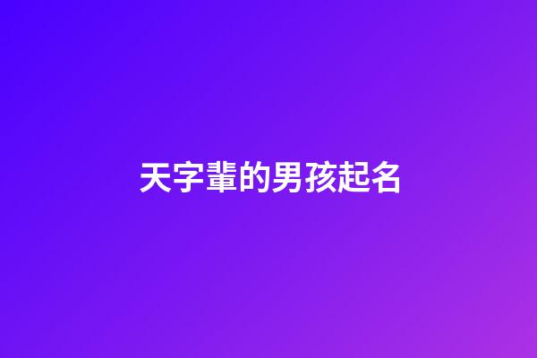 天字輩的男孩起名(天字輩的男孩起名大全)-第1張-男孩起名-玄機派