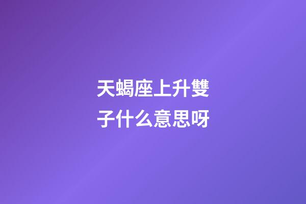 天蝎座上升雙子什么意思呀