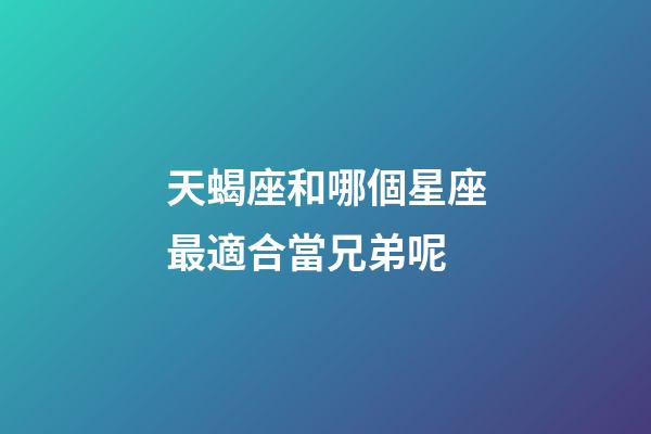天蝎座和哪個星座最適合當兄弟呢-第1張-星座運勢-玄機派