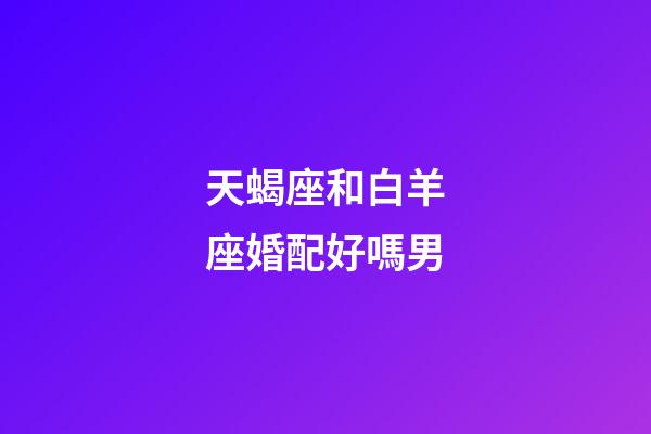 天蝎座和白羊座婚配好嗎男-第1張-星座運勢-玄機派