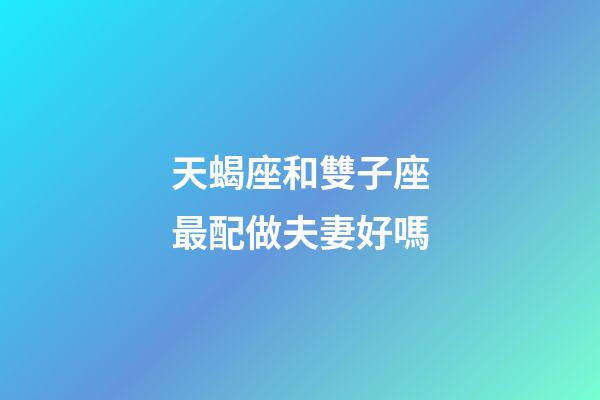 天蝎座和雙子座最配做夫妻好嗎-第1張-星座運勢-玄機派