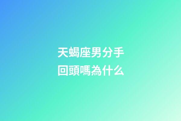 天蝎座男分手回頭嗎為什么-第1張-星座運勢-玄機派