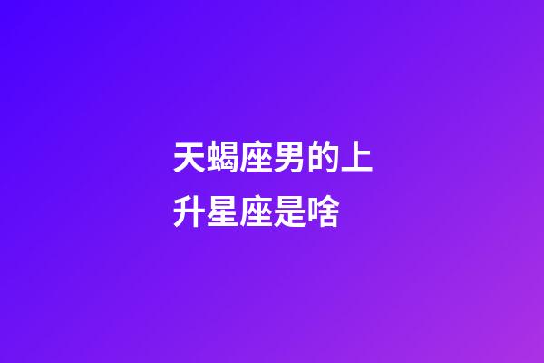 天蝎座男的上升星座是啥-第1張-星座運勢-玄機派