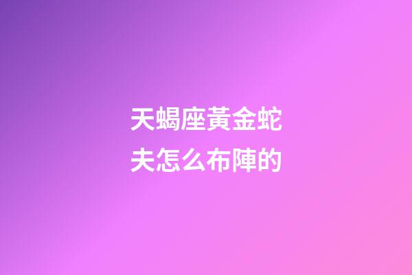 天蝎座黃金蛇夫怎么布陣的-第1張-星座運勢-玄機派