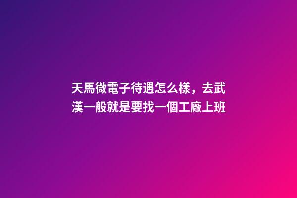 天馬微電子待遇怎么樣，去武漢一般就是要找一個工廠上班-第1張-觀點-玄機派