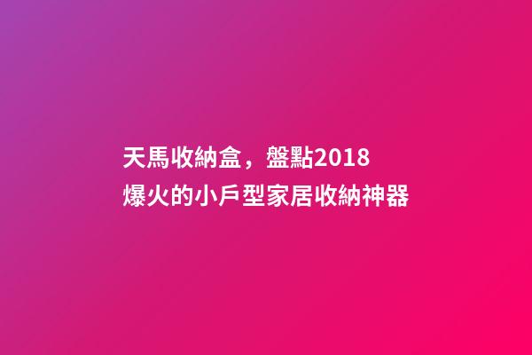 天馬收納盒，盤點2018爆火的小戶型家居收納神器-第1張-觀點-玄機派