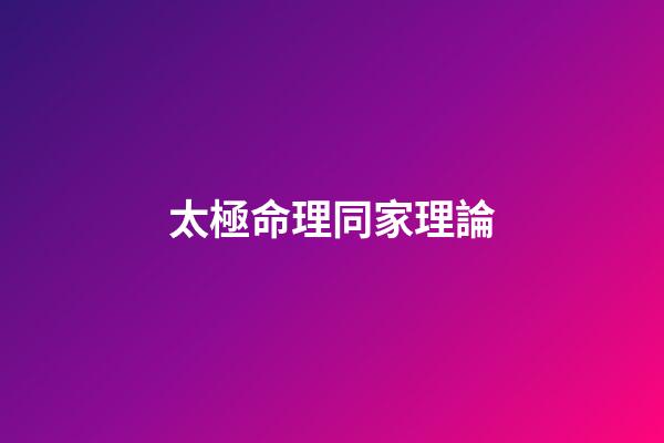 太極命理同家理論