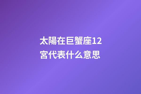 太陽在巨蟹座12宮代表什么意思-第1張-星座運勢-玄機派