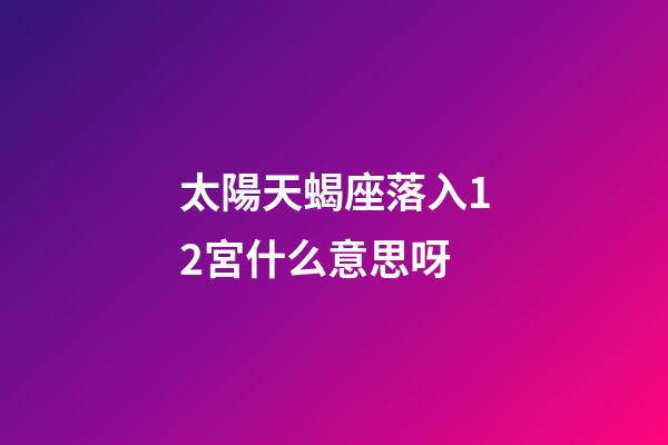 太陽天蝎座落入12宮什么意思呀-第1張-星座運勢-玄機派