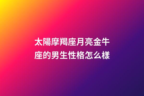 太陽摩羯座月亮金牛座的男生性格怎么樣-第1張-星座運勢-玄機派