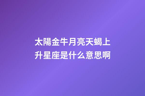 太陽金牛月亮天蝎上升星座是什么意思啊-第1張-星座運勢-玄機派