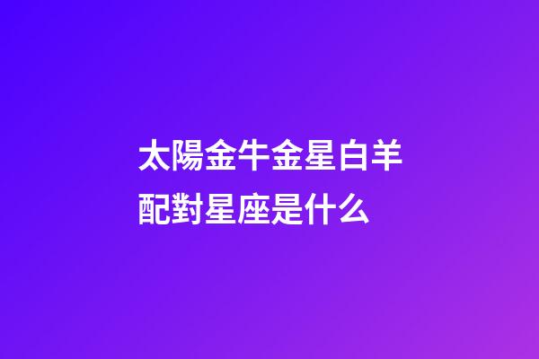 太陽金牛金星白羊配對星座是什么-第1張-星座運勢-玄機派