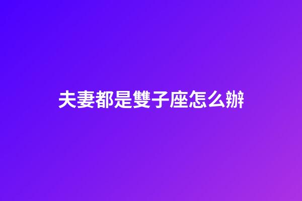 夫妻都是雙子座怎么辦-第1張-星座運勢-玄機派