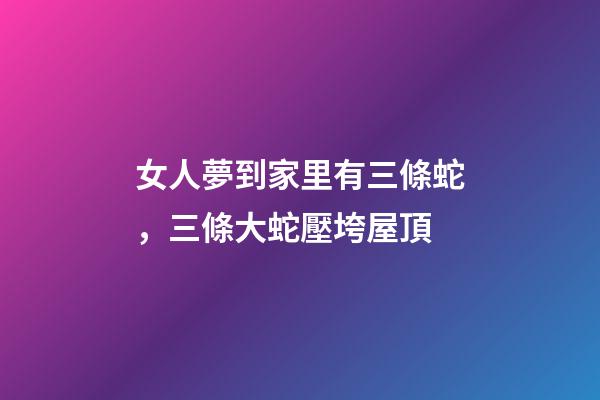 女人夢到家里有三條蛇，三條大蛇壓垮屋頂-第1張-觀點-玄機派