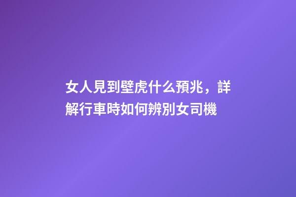 女人見到壁虎什么預兆，詳解行車時如何辨別女司機-第1張-觀點-玄機派