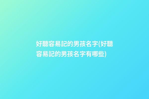 好聽容易記的男孩名字(好聽容易記的男孩名字有哪些)