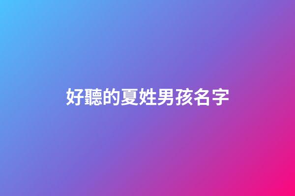 好聽的夏姓男孩名字(夏姓男孩氣質高雅名字)-第1張-男孩起名-玄機派