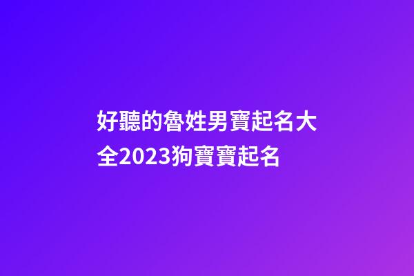 好聽的魯姓男寶起名大全2023狗寶寶起名