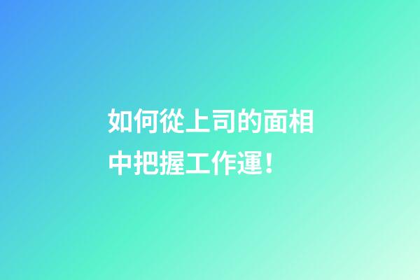 如何從上司的面相中把握工作運！