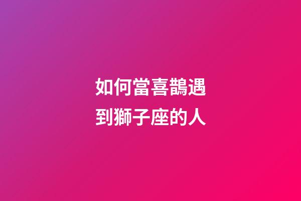 如何當喜鵲遇到獅子座的人