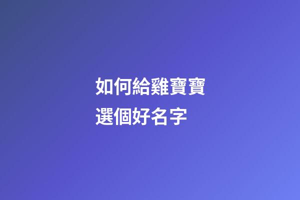 如何給雞寶寶選個好名字