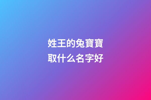 姓王的兔寶寶取什么名字好(姓王的兔寶寶取什么名字好呢)-第1張-寶寶起名-玄機派