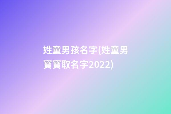 姓童男孩名字(姓童男寶寶取名字2022)