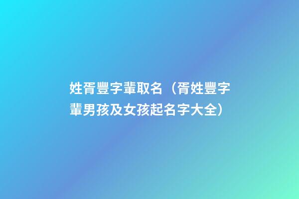 姓胥豐字輩取名（胥姓豐字輩男孩及女孩起名字大全）