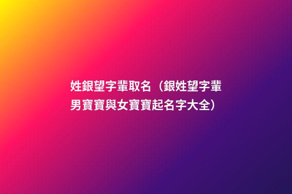 姓銀望字輩取名（銀姓望字輩男寶寶與女寶寶起名字大全）