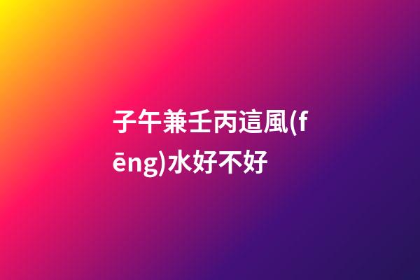 子午兼壬丙這風(fēng)水好不好