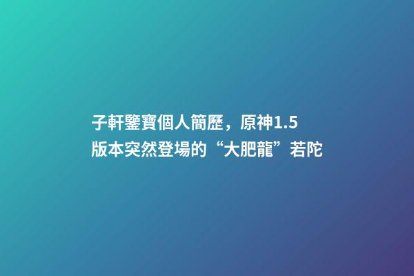 子軒鑒寶個人簡歷，原神1.5版本突然登場的“大肥龍”若陀-第1張-觀點-玄機派