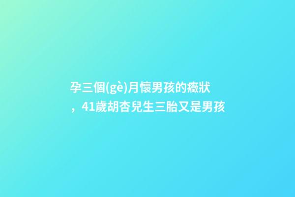 孕三個(gè)月懷男孩的癥狀，41歲胡杏兒生三胎又是男孩
