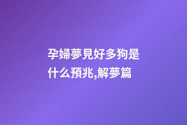 孕婦夢見好多狗是什么預兆,解夢篇(二)-第1張-觀點-玄機派