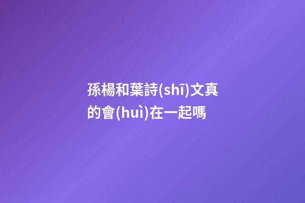 孫楊和葉詩(shī)文真的會(huì)在一起嗎