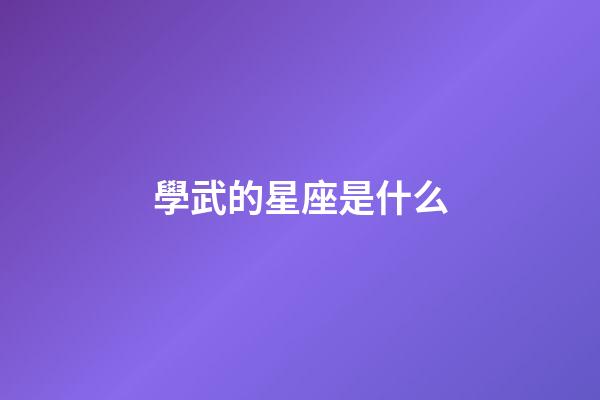 學武的星座是什么