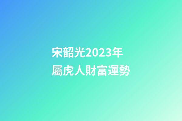 宋韶光2023年屬虎人財富運勢