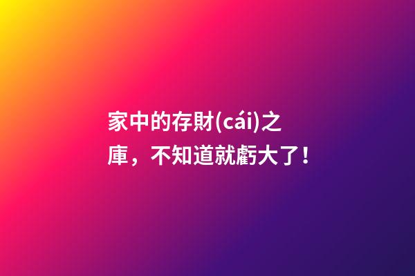 家中的存財(cái)之庫，不知道就虧大了！