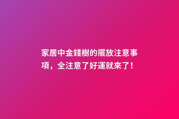 家居中金錢樹的擺放注意事項，全注意了好運就來了！