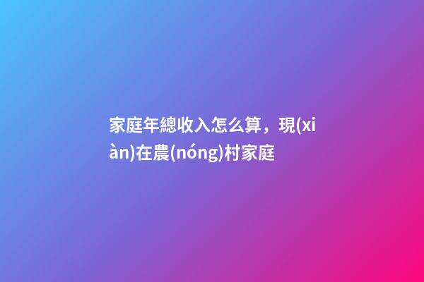家庭年總收入怎么算，現(xiàn)在農(nóng)村家庭-第1張-觀點(diǎn)-玄機(jī)派