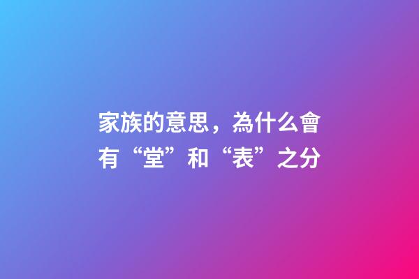 家族的意思，為什么會有“堂”和“表”之分
