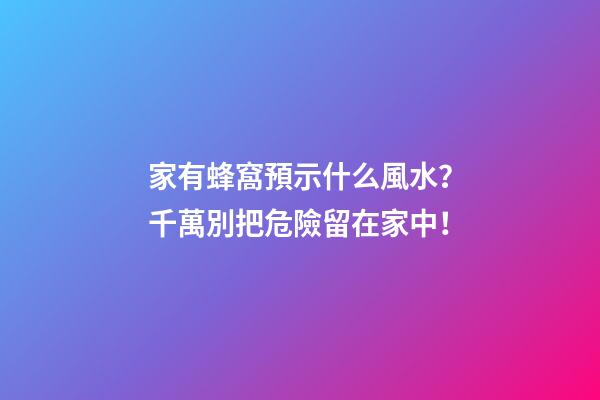 家有蜂窩預示什么風水？千萬別把危險留在家中！