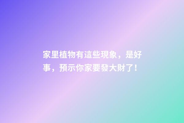 家里植物有這些現象，是好事，預示你家要發大財了！