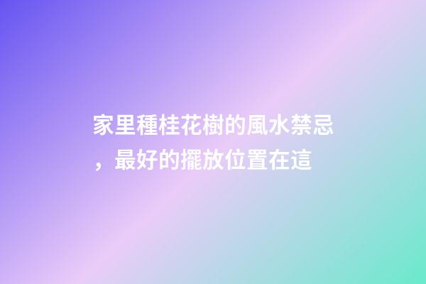 家里種桂花樹的風水禁忌，最好的擺放位置在這