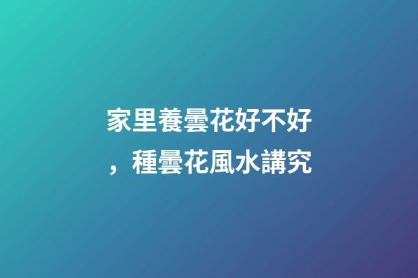 家里養曇花好不好，種曇花風水講究