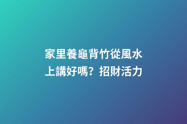 家里養龜背竹從風水上講好嗎？招財活力
