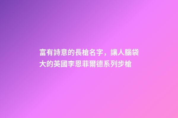 富有詩意的長槍名字，讓人腦袋大的英國李恩菲爾德系列步槍-第1張-觀點-玄機派