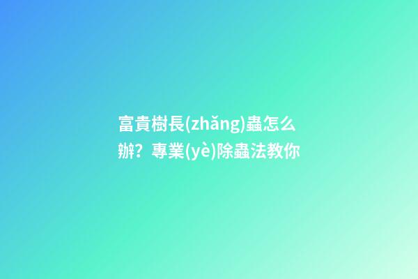 富貴樹長(zhǎng)蟲怎么辦？專業(yè)除蟲法教你